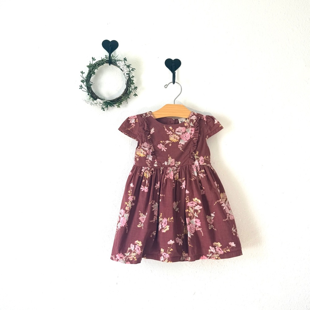 Baby B’gosh Maroon Floral Dress Baby Girl 18m